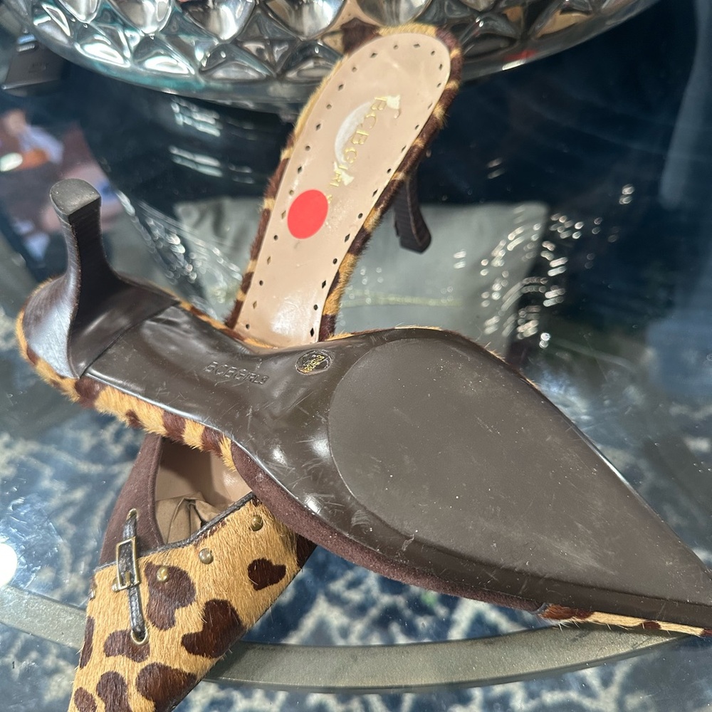 BCBGirls Brown Leopard Print Mule Heels - Picture 10 of 12